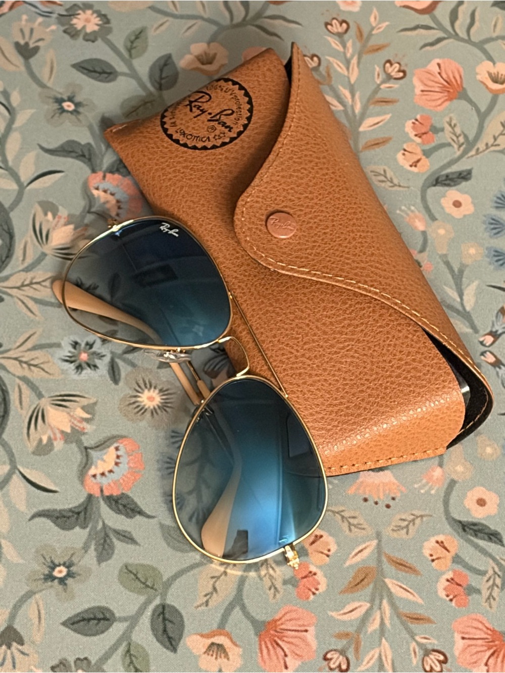 Ray-Ban Unisex Aviator 55m Sunglasses with Blue/Gold Gradient Frame